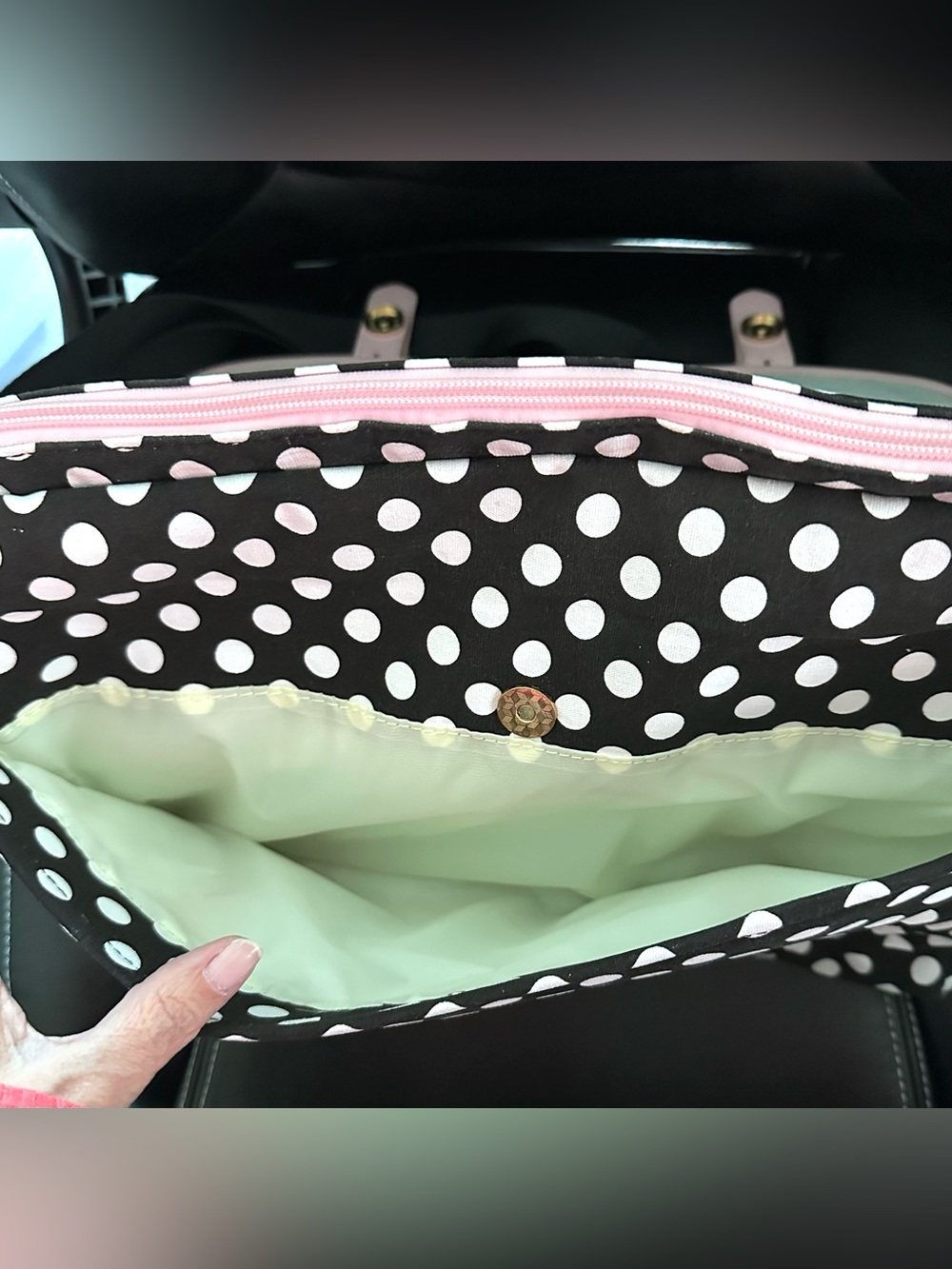 FINAL MARKDOWN LOVEVOOK Polka Dot Laptop Messenger Bag Pink Black White 15.6” - Picture 7 of 9